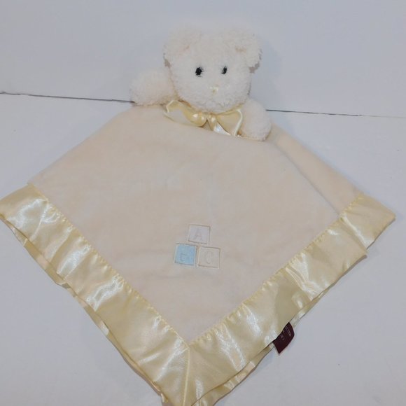 The Bearington Collection Yellow Teddy Bear Rattle Security Blanket Baby Lovey - Picture 4 of 7